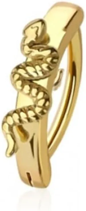 Pierced Owl 14GA 316L Stainless Steel Snake Hinged Curved Bar Clicker Belly Button Ring
