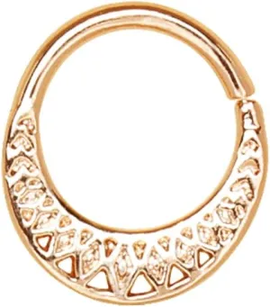 Pierced Owl Rose Gold Plated 316L Stainless Steel Ornate Tribal Septum Ring