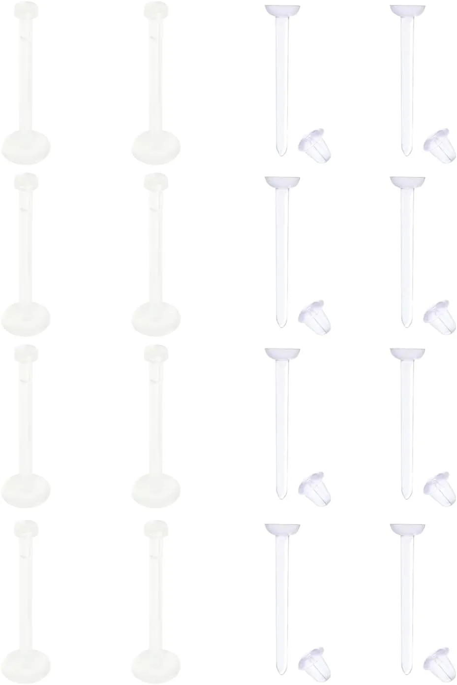 Piercing Retainers 16 Pcs Clear Earrings Plastic Nose Studs Labret Rings Kit Acrylic Tragus Cartilage Body Jewelry Lip Bars Tongue Stud Set 8 Pcs Stopper Sports Women Men Aretes Para La Nariz