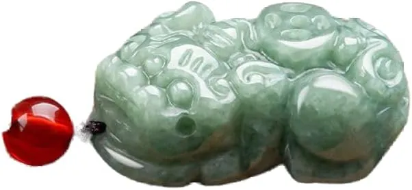 Pixiu Jade Necklace Real Grade A Certified Burma Jadeite Porsperity Jade Pendant Lucky Charm Feng Shui Jadeite Wealth Pendant Gift for Men Women Pi Xiu Pi Yao Attract Wealth Good Luck