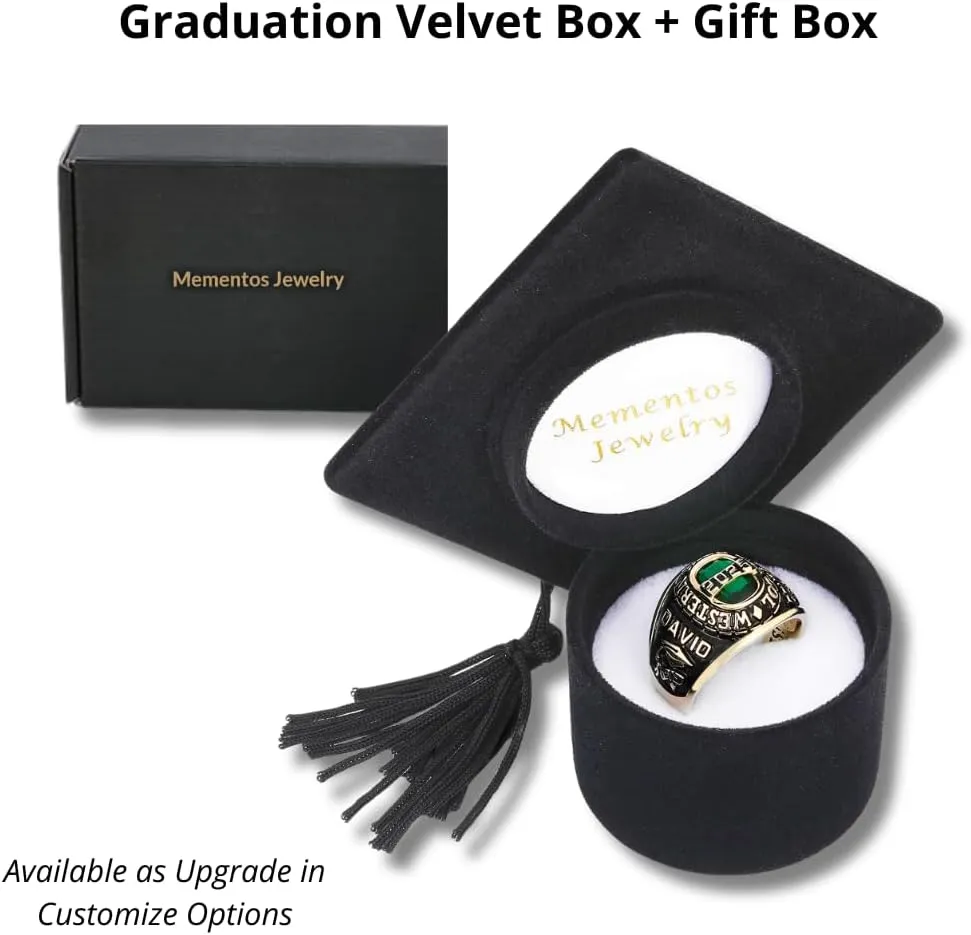 PJM Mementos USA Premium Class Ring Authentic Class Ring for Women  Royal Collection  Genuine 925 Sterling Silver or 10KT Gold  Customized High School College University Women's Class Ring  Graduation Gifts