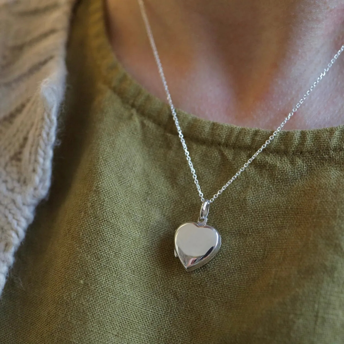 Plain Heart Locket Necklace