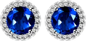 Platinum Plated Round Simulated Diamond Halo Earrings - Cubic Zirconia Stud Earring for Women YA5034