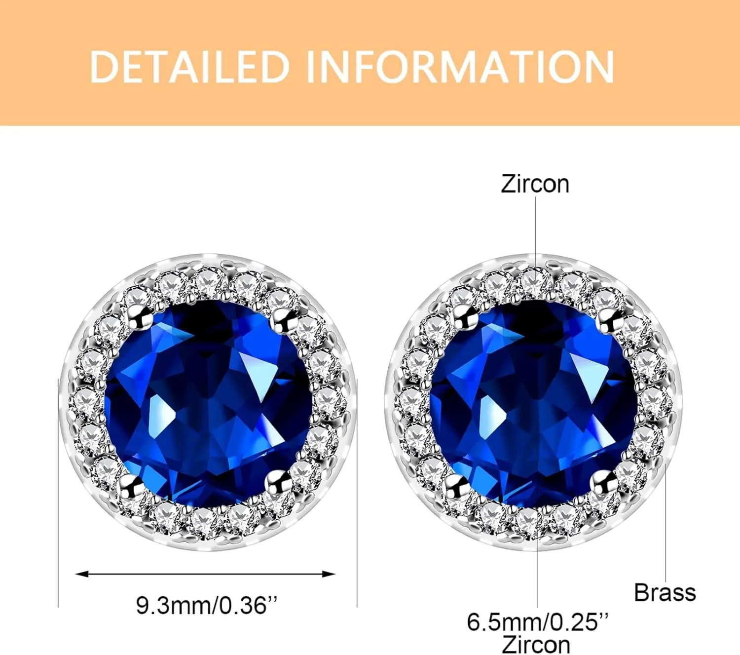 Platinum Plated Round Simulated Diamond Halo Earrings - Cubic Zirconia Stud Earring for Women YA5034