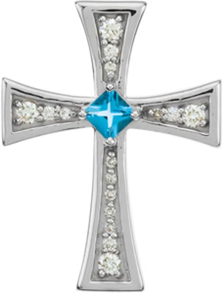 Platinum Square Shape Ornate Cross Pendant Fine Jewelry for Women Gifts for Her (Mounting Only, Not All Stones Included)