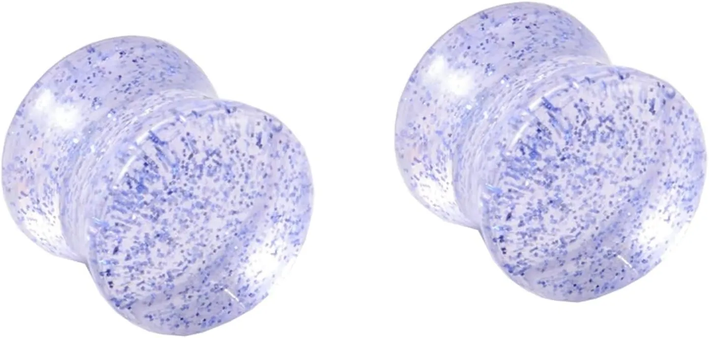 Plugs for Women Ears, Acrylic Tunnels for Women Ears with Pink Sequins Unisex Piercing Gauge Earrings 2pcs