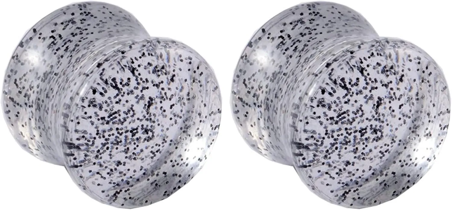 Plugs for Women Ears, Acrylic Tunnels for Women Ears with Pink Sequins Unisex Piercing Gauge Earrings 2pcs