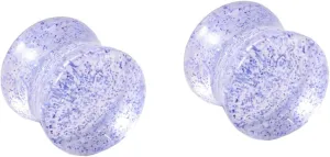 Plugs for Women Ears, Acrylic Tunnels for Women Ears with Pink Sequins Unisex Piercing Gauge Earrings 2pcs