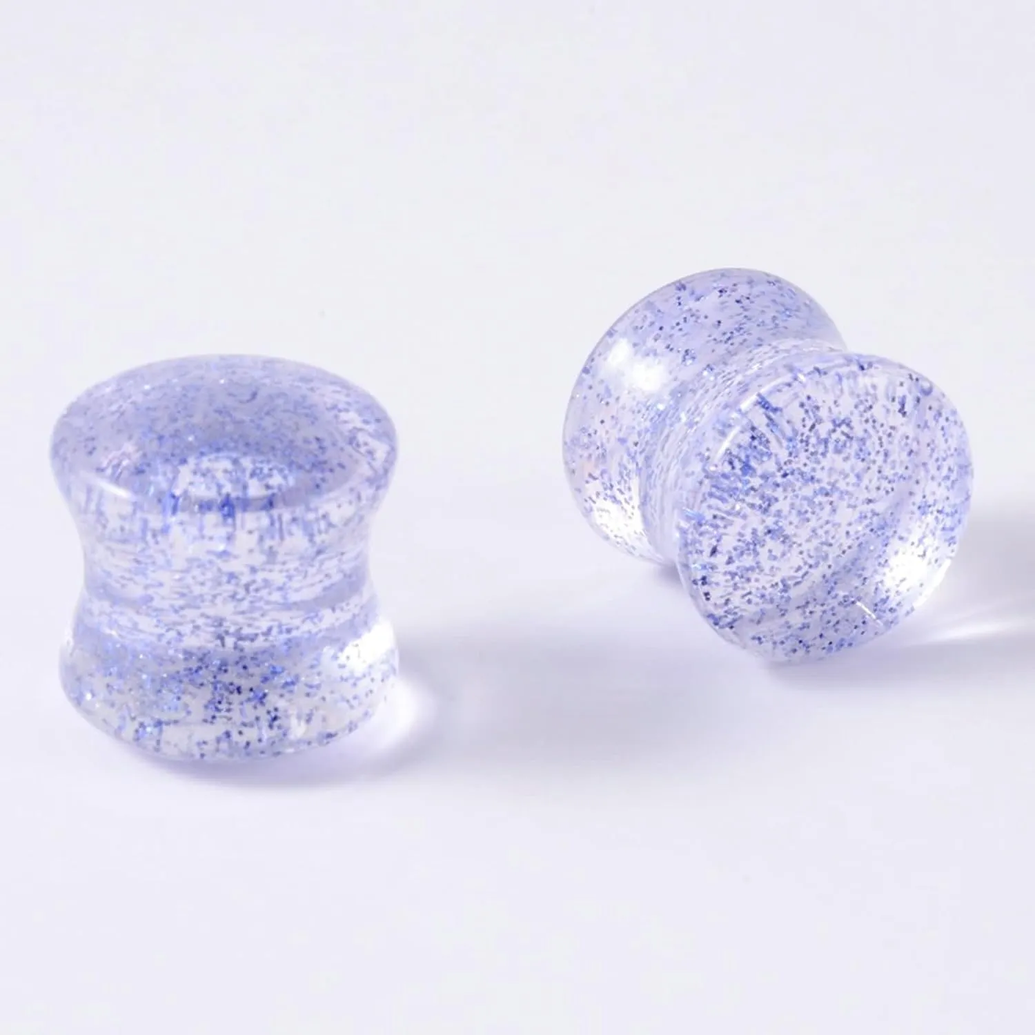 Plugs for Women Ears, Acrylic Tunnels for Women Ears with Pink Sequins Unisex Piercing Gauge Earrings 2pcs