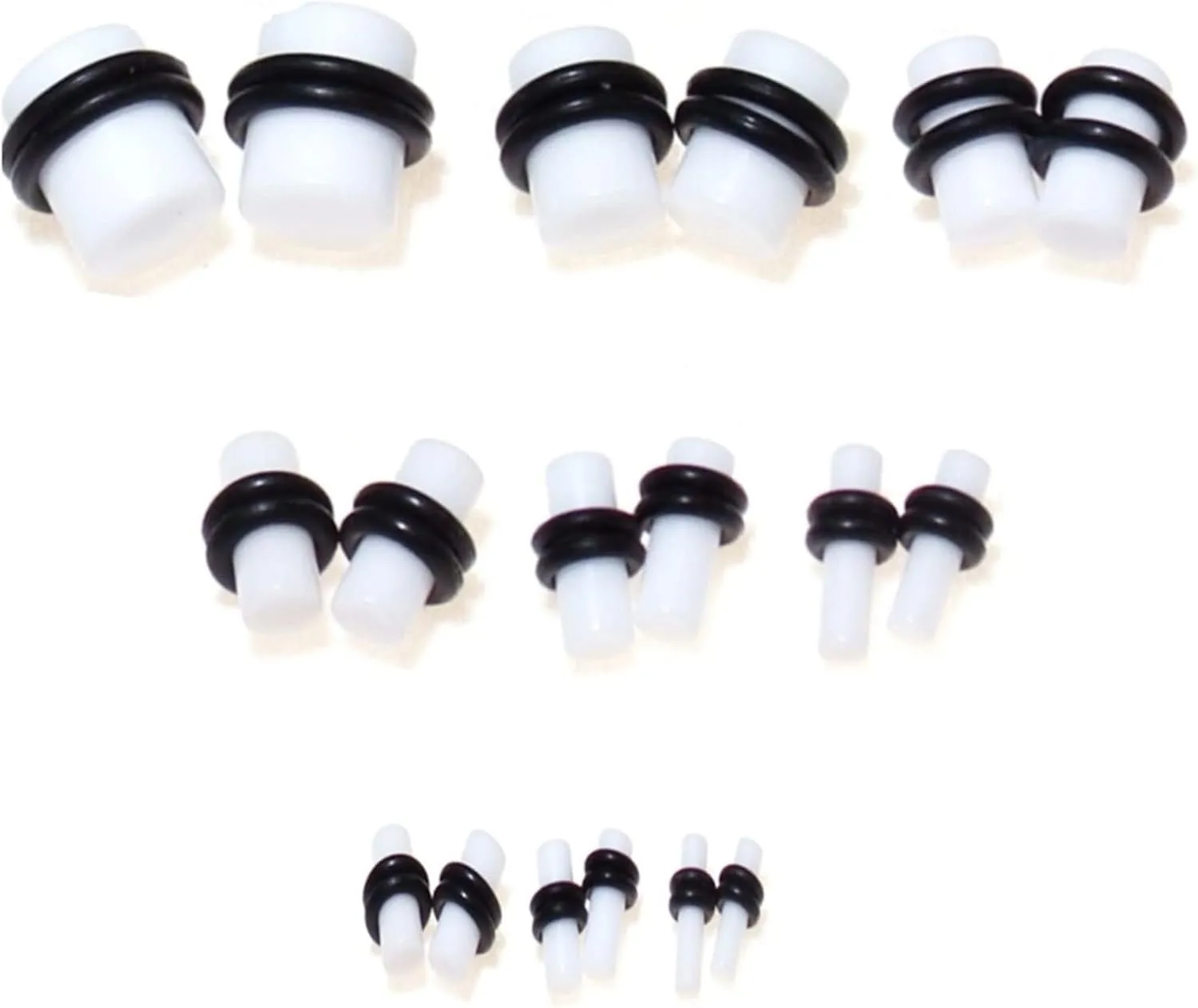 Plugs for Women Ears, Flesh Tunnels for Ears Acrylic Stone with Silicone Rings Unisex Piercing Gauge Earrings 2pcs