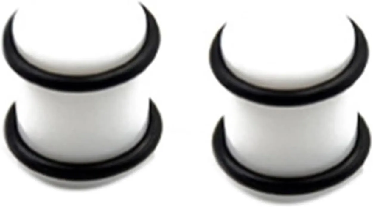 Plugs for Women Ears, Flesh Tunnels for Ears Acrylic Stone with Silicone Rings Unisex Piercing Gauge Earrings 2pcs