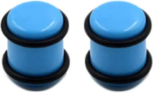 Plugs for Women Ears, Flesh Tunnels for Ears Acrylic Stone with Silicone Rings Unisex Piercing Gauge Earrings 2pcs