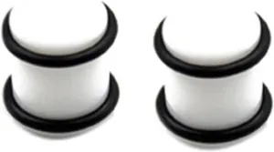 Plugs for Women Ears, Flesh Tunnels for Ears Acrylic Stone with Silicone Rings Unisex Piercing Gauge Earrings 2pcs