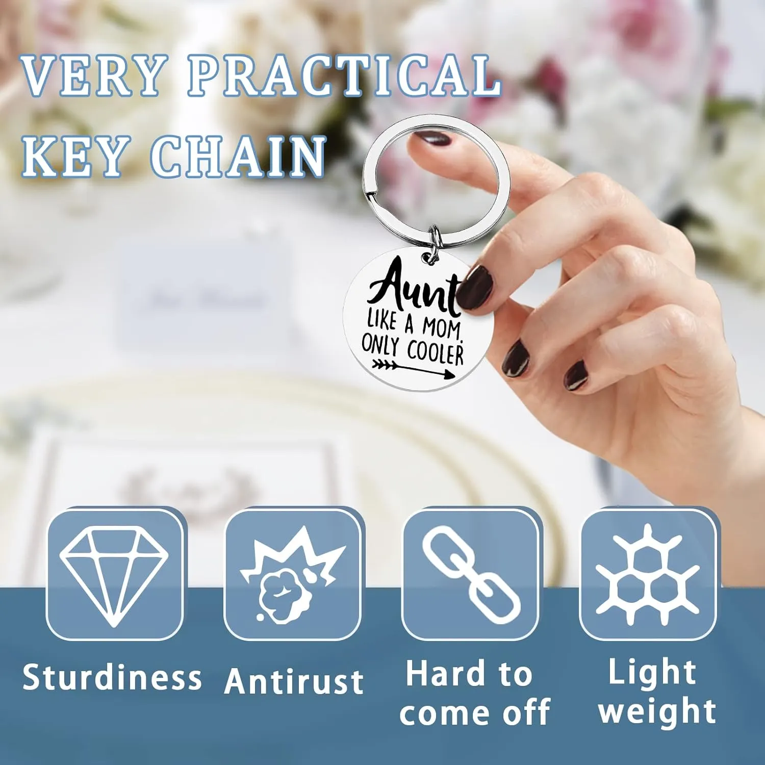 PLwelth Aunt Gifts Keychain Cute Auntie Keyring from Niece Nephew Personalized Charm Gift for Birthday Christmas Mothers Day
