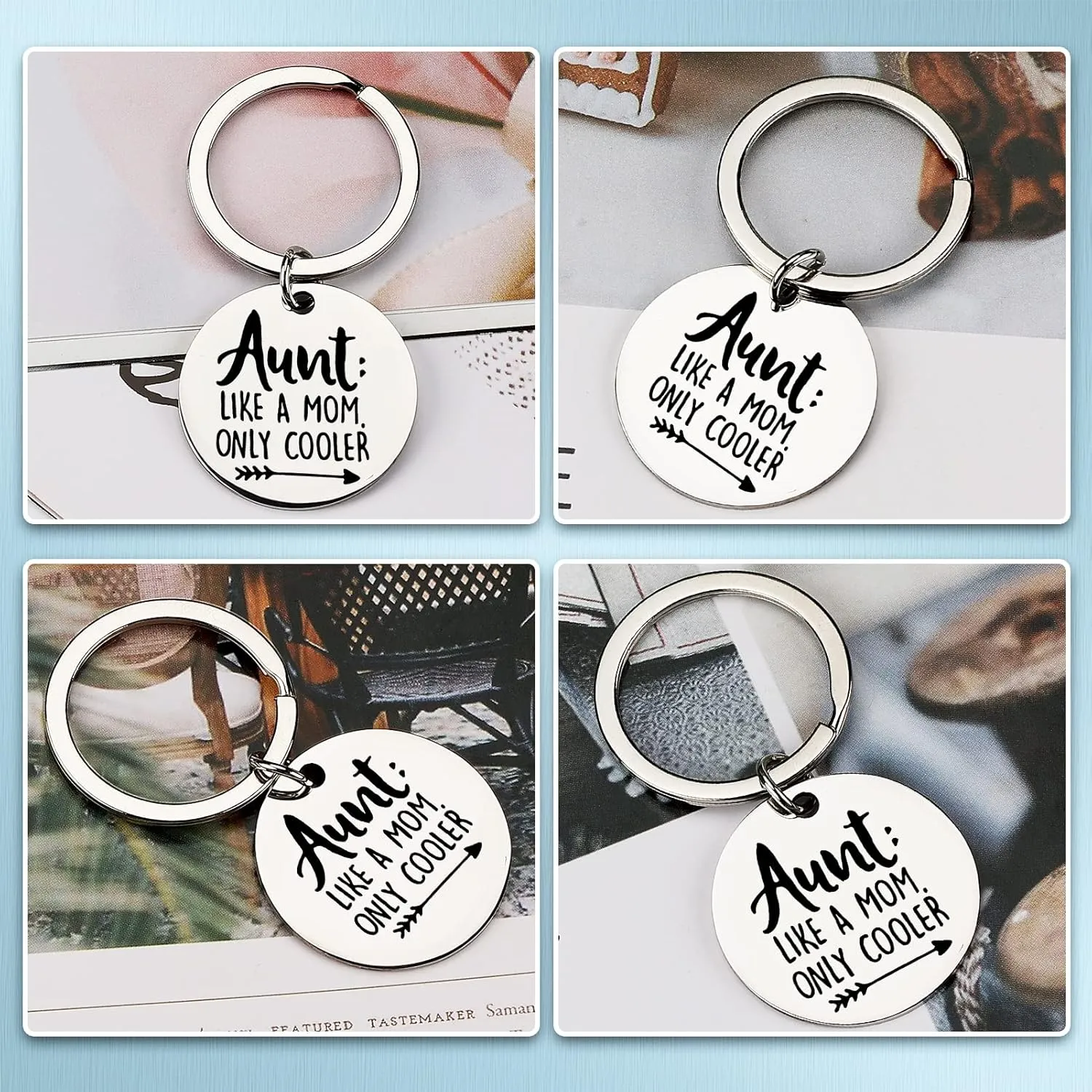 PLwelth Aunt Gifts Keychain Cute Auntie Keyring from Niece Nephew Personalized Charm Gift for Birthday Christmas Mothers Day