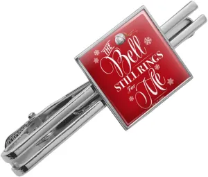 Polar Express The Bell Still Rings For Me Square Tie Bar Clip Clasp Tack Silver Color
