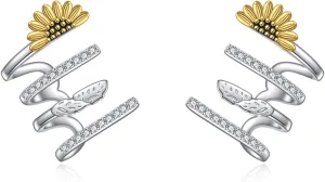 POPLYKE Claw Earrings for Women Sterling Silver Trendy Cubic Zirconia Ear Cuff Earrings Jewelry for Women