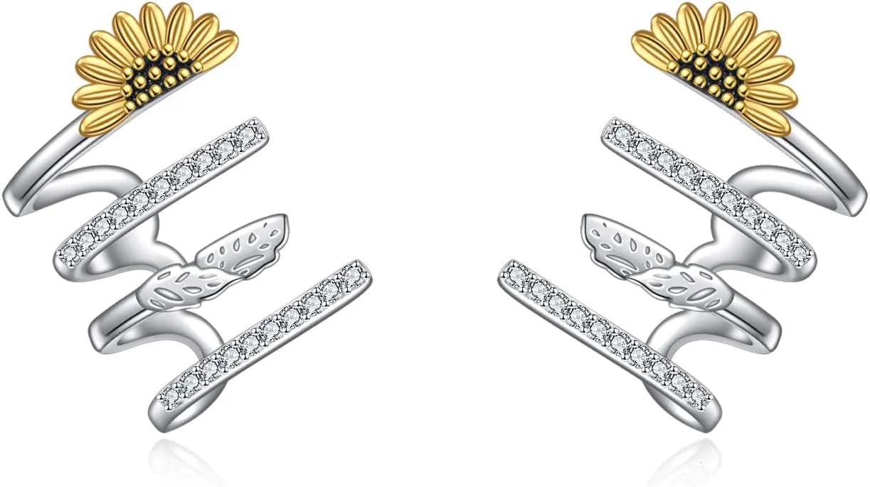 POPLYKE Claw Earrings for Women Sterling Silver Trendy Cubic Zirconia Ear Cuff Earrings Jewelry for Women