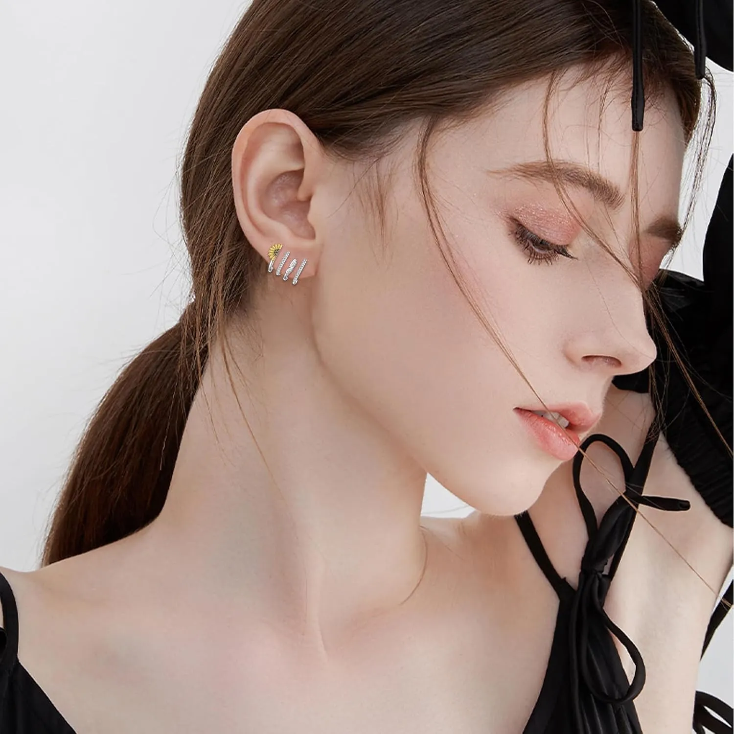 POPLYKE Claw Earrings for Women Sterling Silver Trendy Cubic Zirconia Ear Cuff Earrings Jewelry for Women