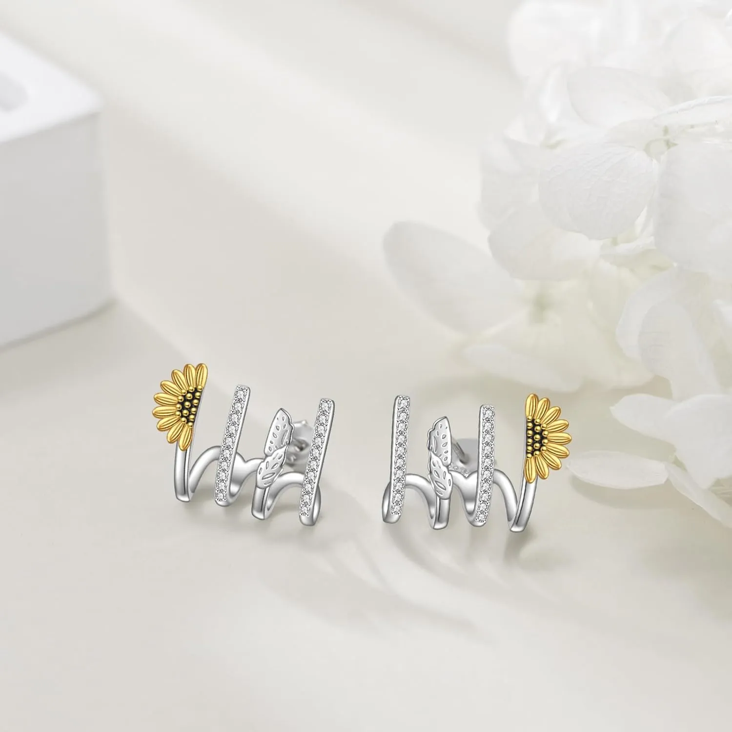 POPLYKE Claw Earrings for Women Sterling Silver Trendy Cubic Zirconia Ear Cuff Earrings Jewelry for Women