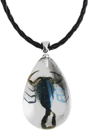 POYAMUSE Real Scorpion Pendant Necklace for Men and Women - Resin Bug Necklace, Scorpion Pendant Necklace - Amber Insect Necklace