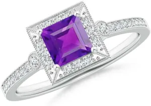 Princess Cut Square 5.00mm Amethyst Ring | Sterling Silver 925 | Engagement & Anniversary Collections For Woman's | Make Your Occasion Memorial