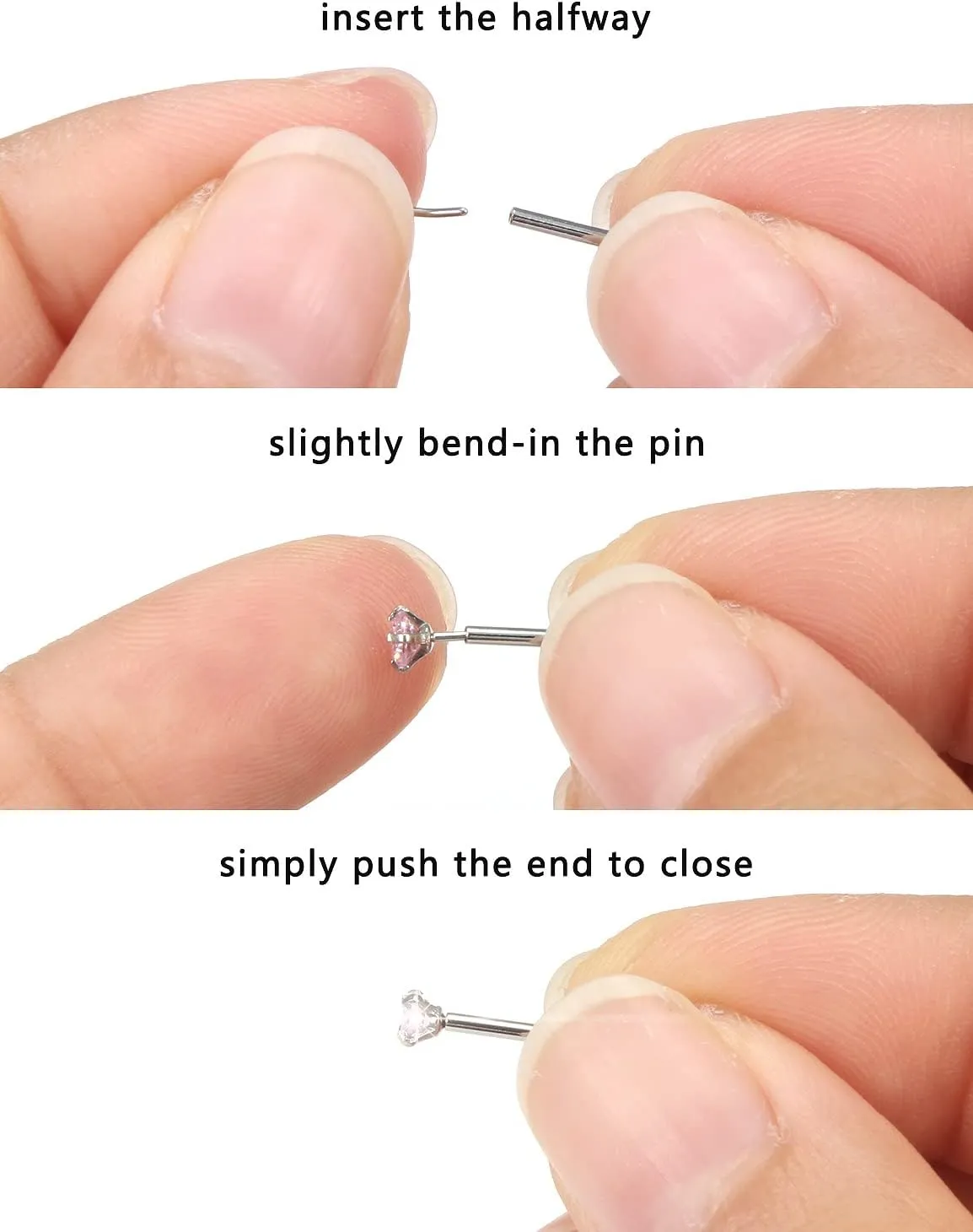 Prjndjw 16G 18G 20G Flat Back Nose Rings Studs Earrings Surgical Steel Threadless Nose Studs Straight Cartilage Earrings for Women Men Diamond CZ 1.5mm 2mm 2.5mm 3mm Silver Labret Jewelry lip Rings