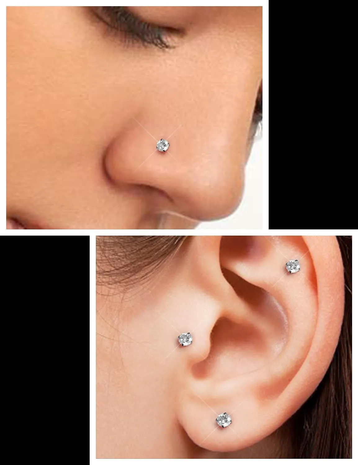 Prjndjw 16G Lip Rings Stud Surgical Steel Internal Thread CZ Stud Piercing For Tragus/Nose/Helix/Conch/Medusa/Lip/Labret - Helix Tragus Cartilage Earring For Women Men 9PCS Piercing Taper