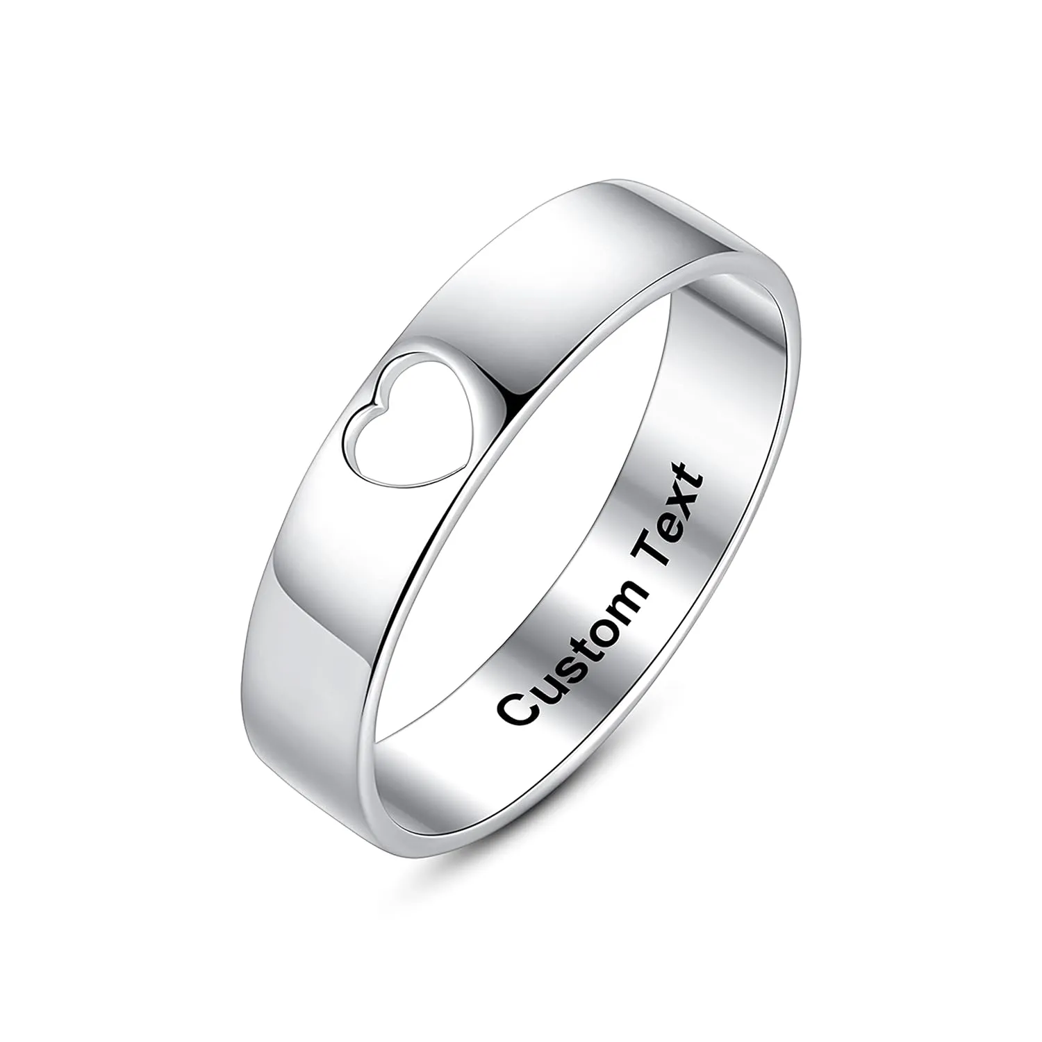Promise Heart Love Ring for Women Friendly Friendship Ring for Women Her Best Friend Personalized Engraving Custom Name Silver Sterling Youth Girl Couple Ring