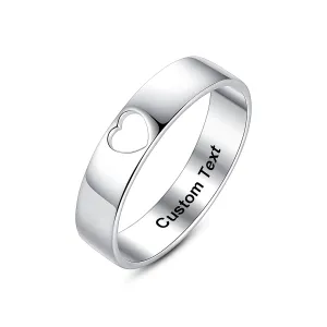 Promise Heart Love Ring for Women Friendly Friendship Ring for Women Her Best Friend Personalized Engraving Custom Name Silver Sterling Youth Girl Couple Ring