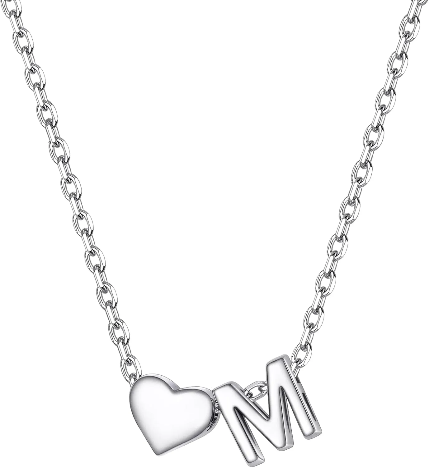 PROSILVER Initial Heart Necklace for Women, 925 Sterling Silver Tiny Heart Letter Necklace Personalized Name Necklace, Come with Box