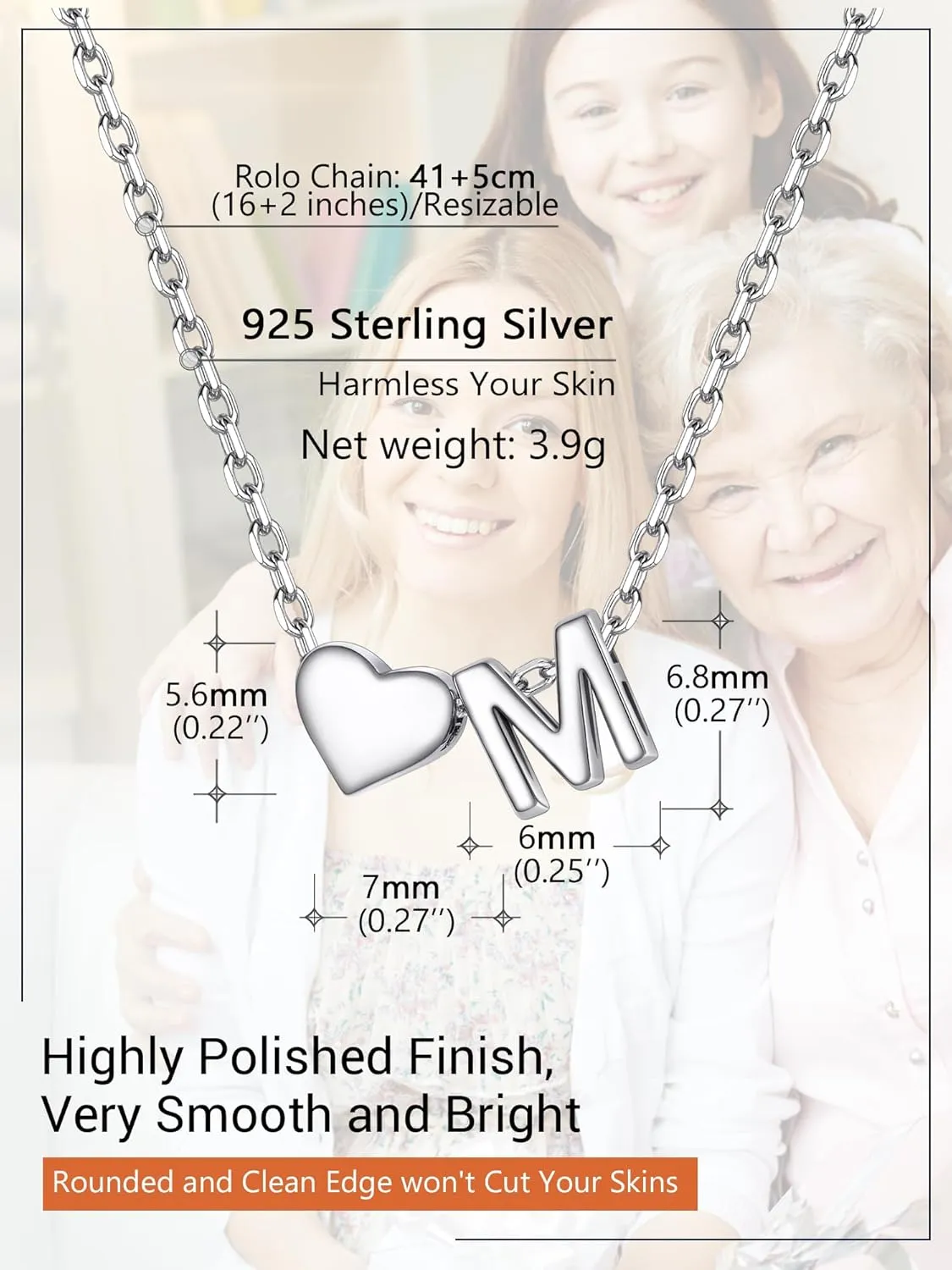 PROSILVER Initial Heart Necklace for Women, 925 Sterling Silver Tiny Heart Letter Necklace Personalized Name Necklace, Come with Box