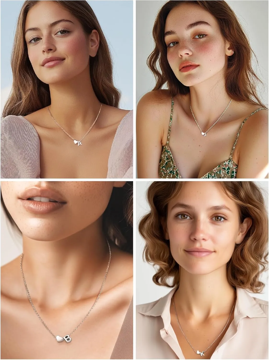 PROSILVER Initial Heart Necklace for Women, 925 Sterling Silver Tiny Heart Letter Necklace Personalized Name Necklace, Come with Box