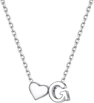PROSILVER Initial Heart Necklace for Women, 925 Sterling Silver Tiny Heart Letter Necklace Personalized Name Necklace, Come with Box