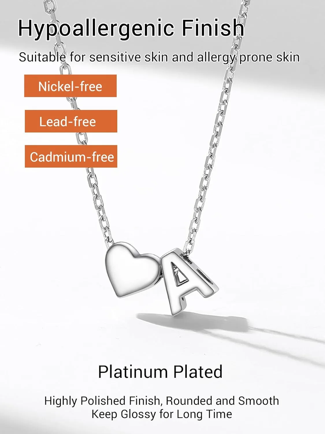 PROSILVER Initial Heart Necklace for Women, 925 Sterling Silver Tiny Heart Letter Necklace Personalized Name Necklace, Come with Box