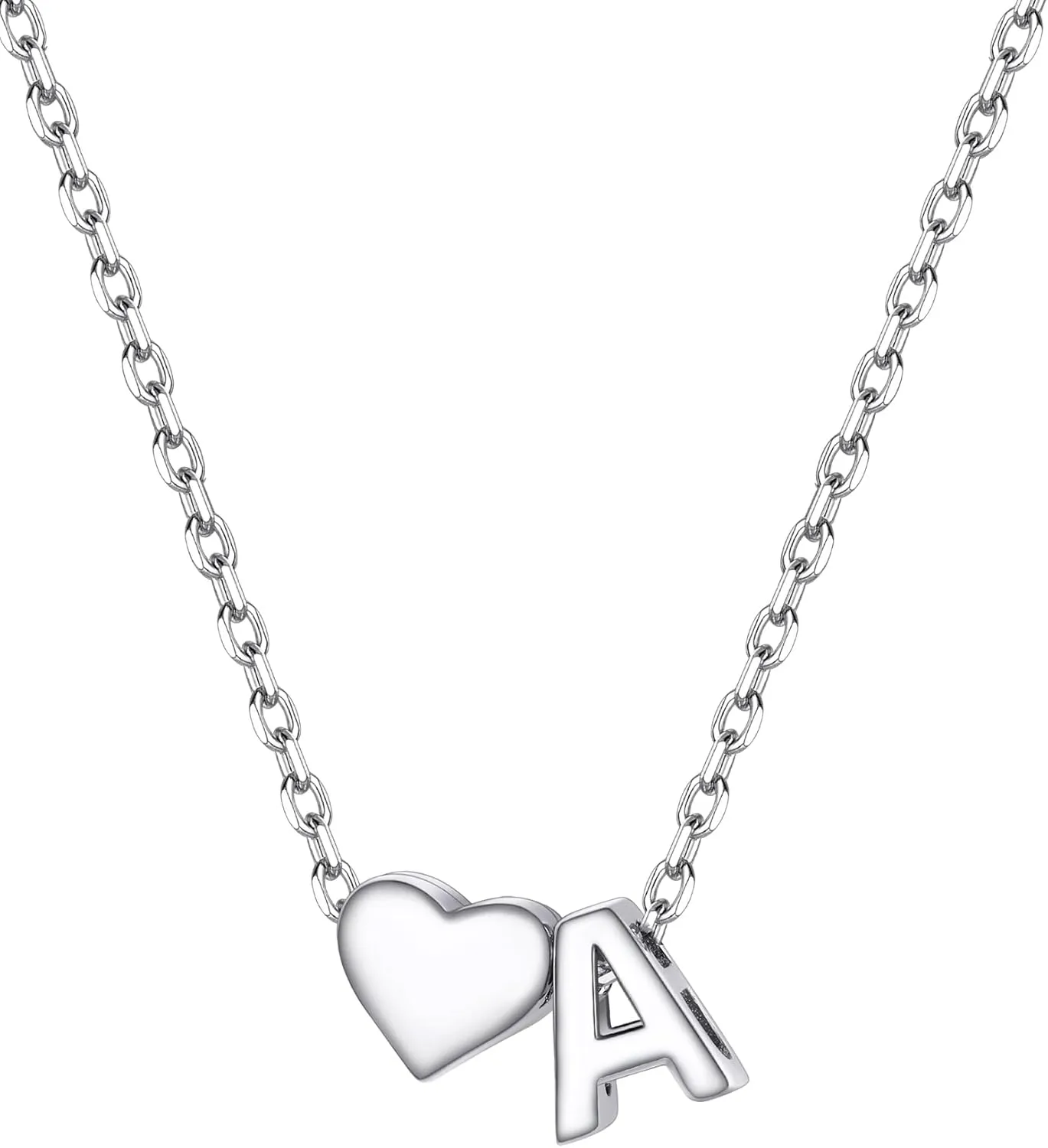 PROSILVER Initial Heart Necklace for Women, 925 Sterling Silver Tiny Heart Letter Necklace Personalized Name Necklace, Come with Box