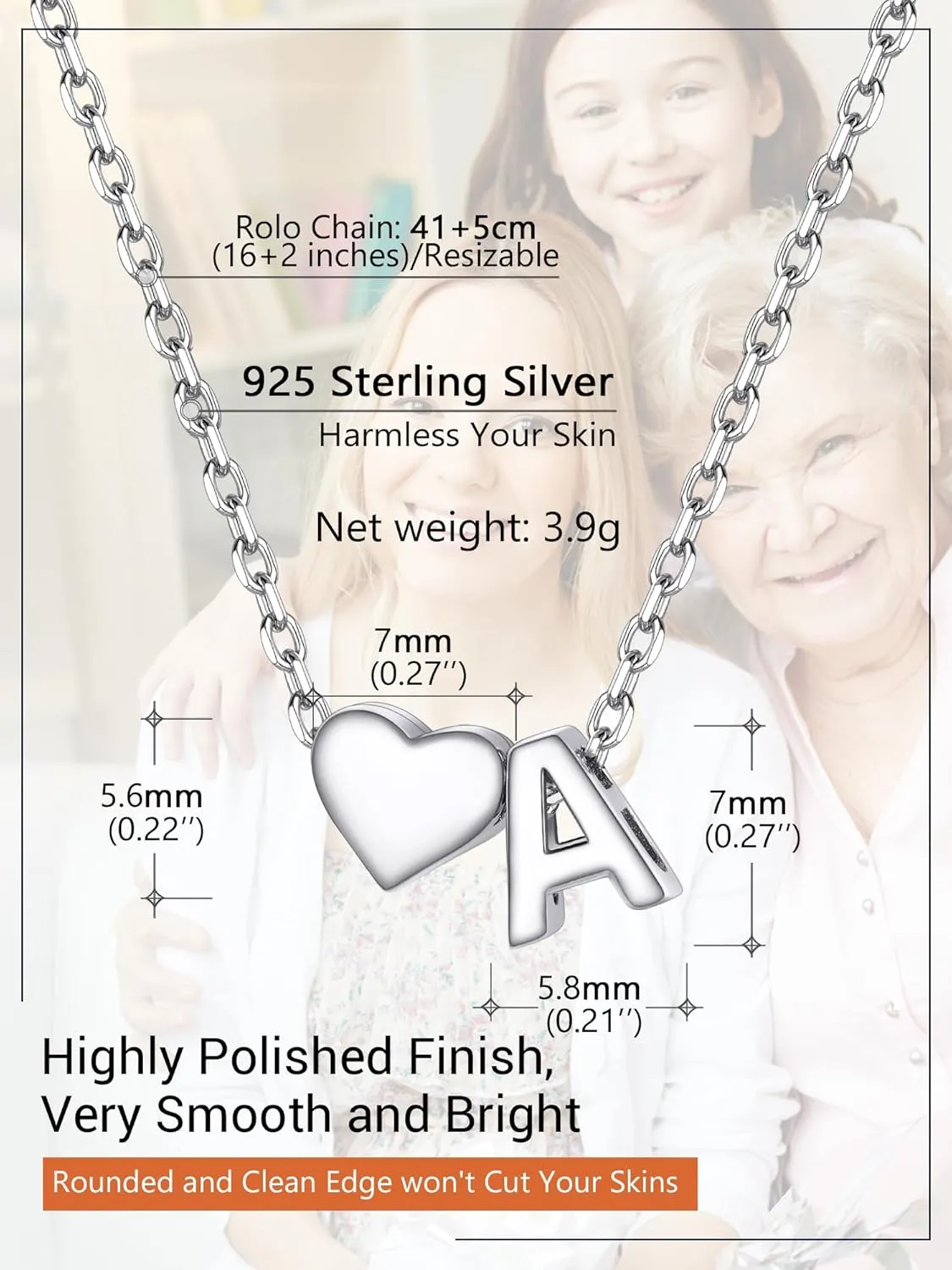 PROSILVER Initial Heart Necklace for Women, 925 Sterling Silver Tiny Heart Letter Necklace Personalized Name Necklace, Come with Box