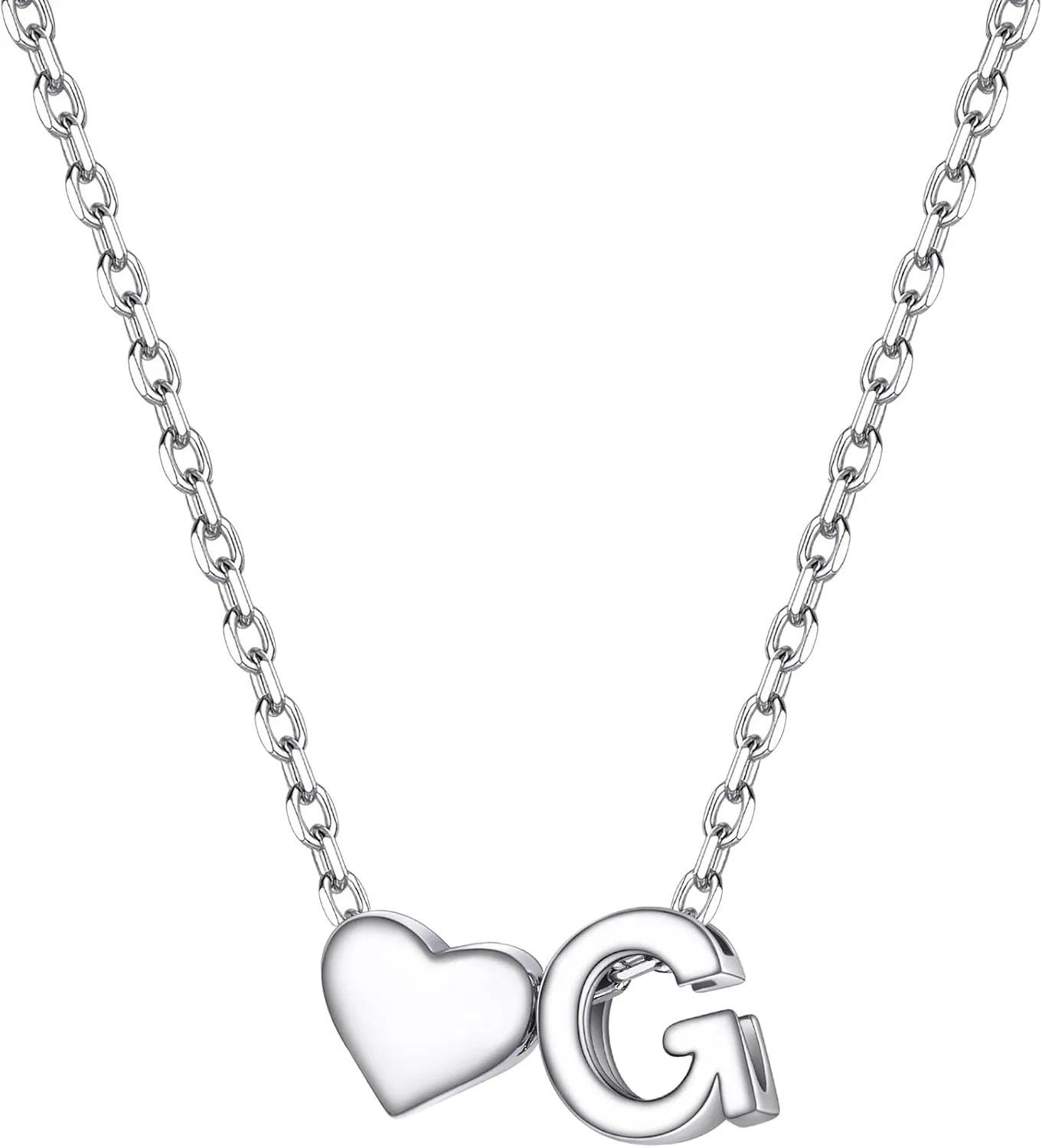 PROSILVER Initial Heart Necklace for Women, 925 Sterling Silver Tiny Heart Letter Necklace Personalized Name Necklace, Come with Box