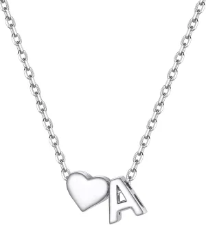 PROSILVER Initial Heart Necklace for Women, 925 Sterling Silver Tiny Heart Letter Necklace Personalized Name Necklace, Come with Box