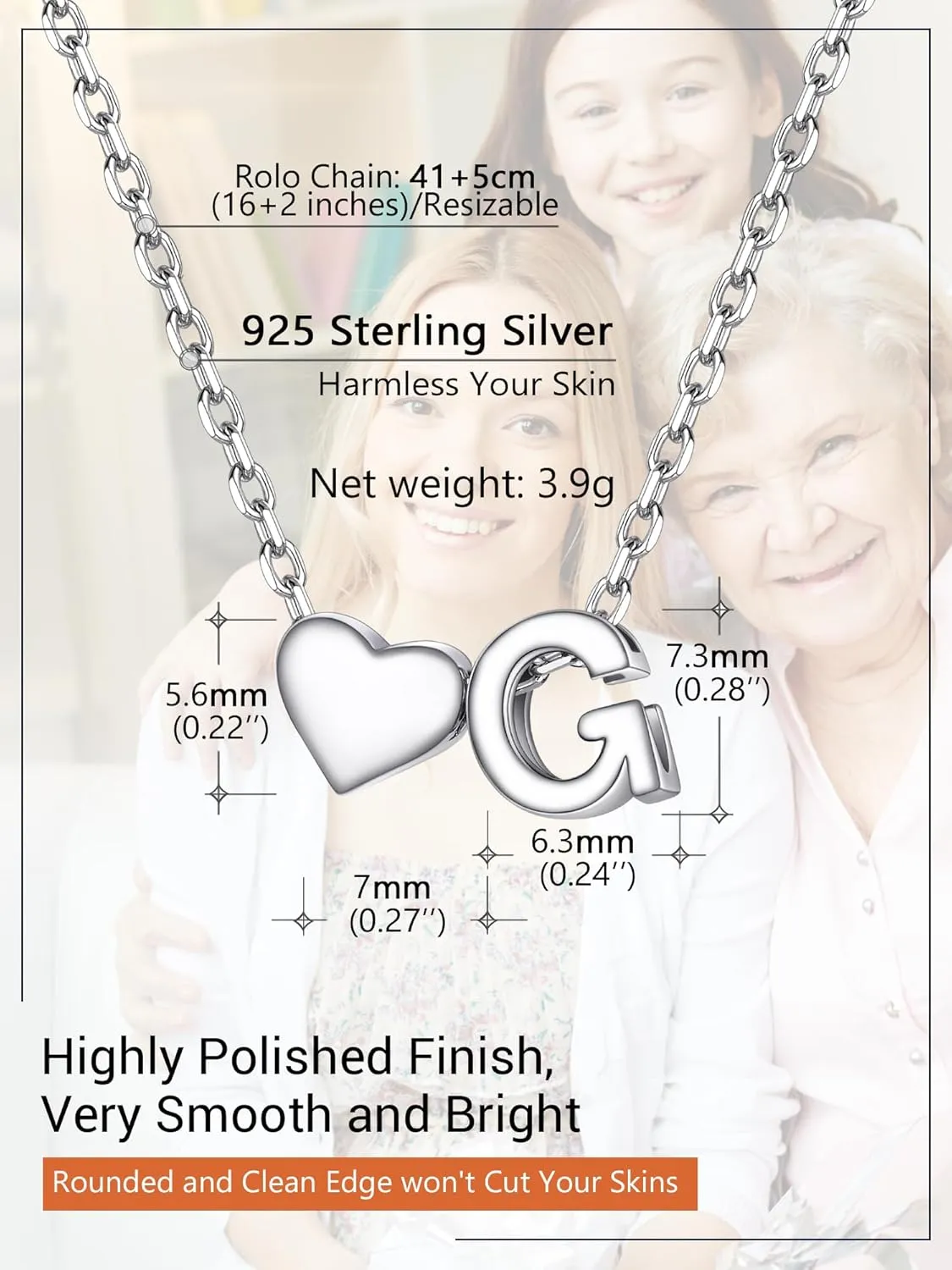 PROSILVER Initial Heart Necklace for Women, 925 Sterling Silver Tiny Heart Letter Necklace Personalized Name Necklace, Come with Box