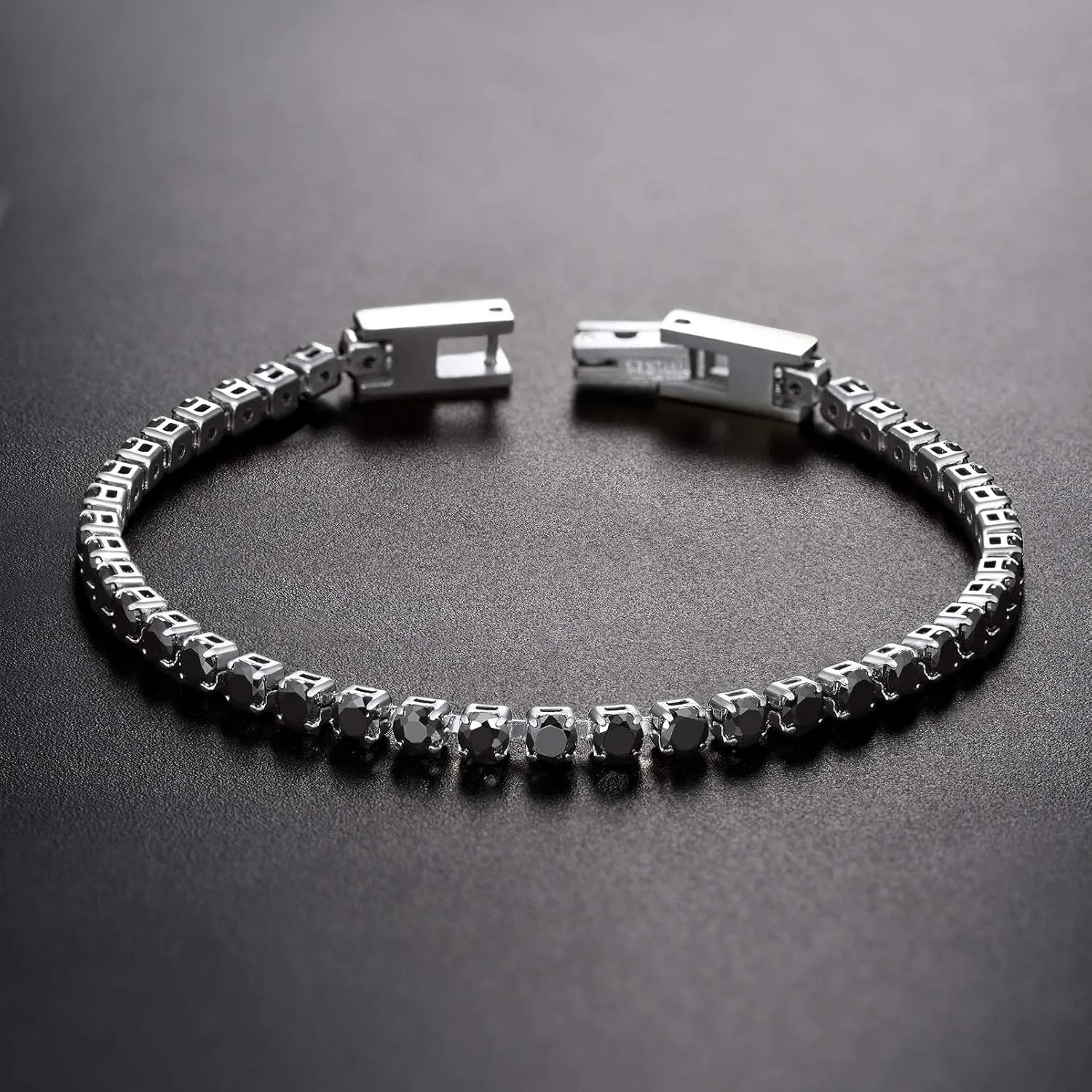 PROSTEEL Cubic Zirconiaic Tennis Bracelet for Women, 18K Gold Plated Stainless Steel Clear/Black Tennis Bracelets, Size 6.5/7.5 Inch, Come Box