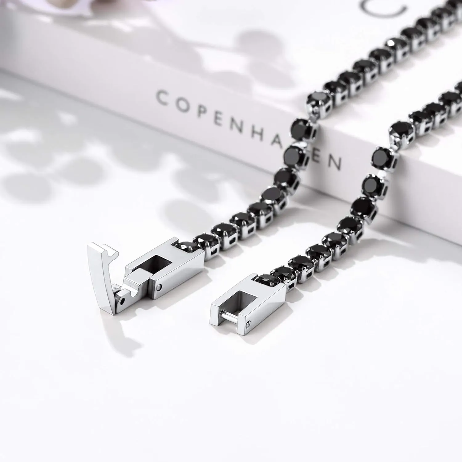PROSTEEL Cubic Zirconiaic Tennis Bracelet for Women, 18K Gold Plated Stainless Steel Clear/Black Tennis Bracelets, Size 6.5/7.5 Inch, Come Box