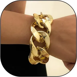 Punk Chunky Gold Cuban Chain Bracelet for Women Dainty Hollow Silver Link Chain Bangle Hip Hop Adjustable Minimalism Plastic Bracelet Jewelry Gifts
