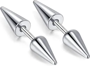 Punk Rock Stainless Steel Double Side Spike Rivet Stud Earrings