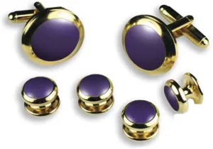 Purple Tuxedo Cufflinks and Studs
