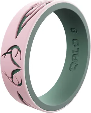QALO Women's Rubber Silicone Ring, Strata Realtree, Comfort Fit, Silicone Wedding Ring for Women, Breathable, Durable Engagement Silicone Band, 6mm Wide 1.85mm Thick, Multicolor