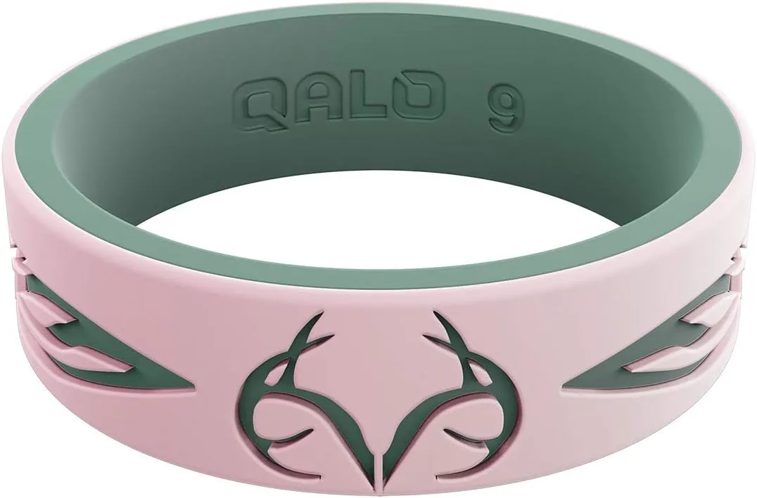 QALO Women's Rubber Silicone Ring, Strata Realtree, Comfort Fit, Silicone Wedding Ring for Women, Breathable, Durable Engagement Silicone Band, 6mm Wide 1.85mm Thick, Multicolor