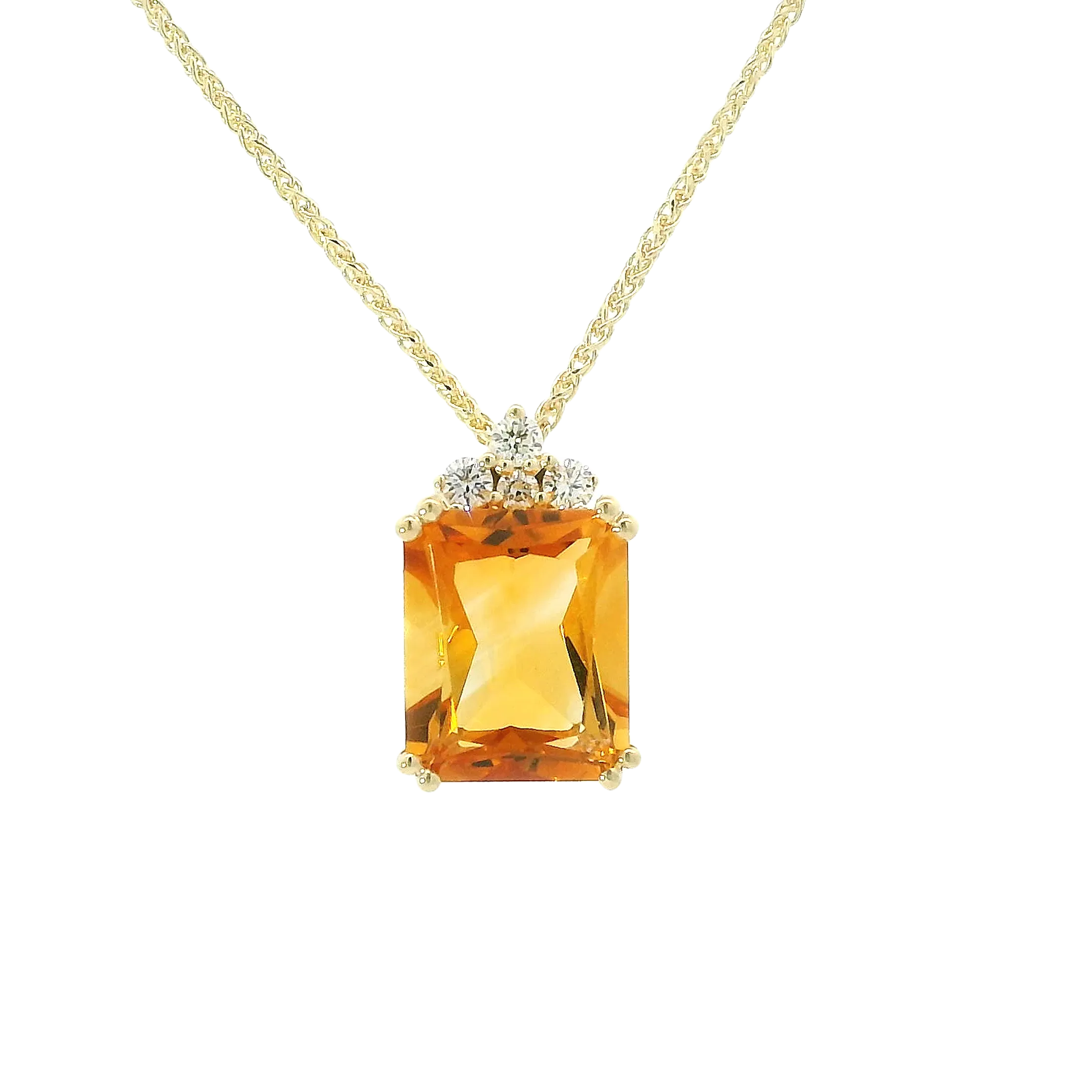 Radiant Cut Citrine and Canadian Diamond Pendant