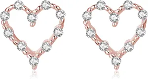 Reffeer Solid 925 Sterling Silver Hollow Heart Stud Earrings for Women Teens CZ Open Heart Earrings Stud Hypoallergenic