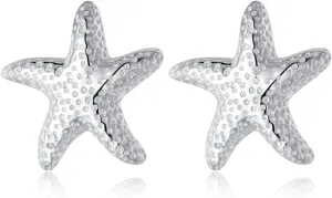 Reffeer Solid 925 Sterling Silver Starfish Stud Earrings for Women Teens Beach Stud Earrings Sea Fish Earrings